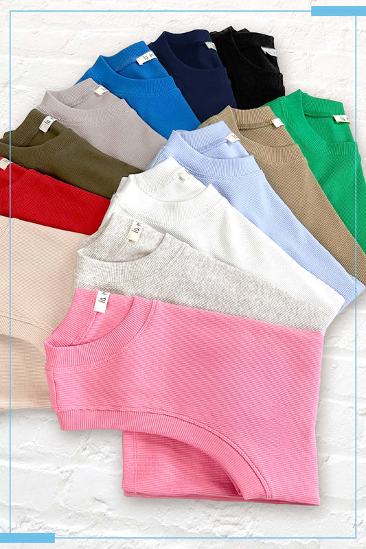Ribbed Sleeveless Crew Neck Tank