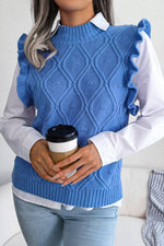 Knitted Sweater Vest with Ruffle Detail