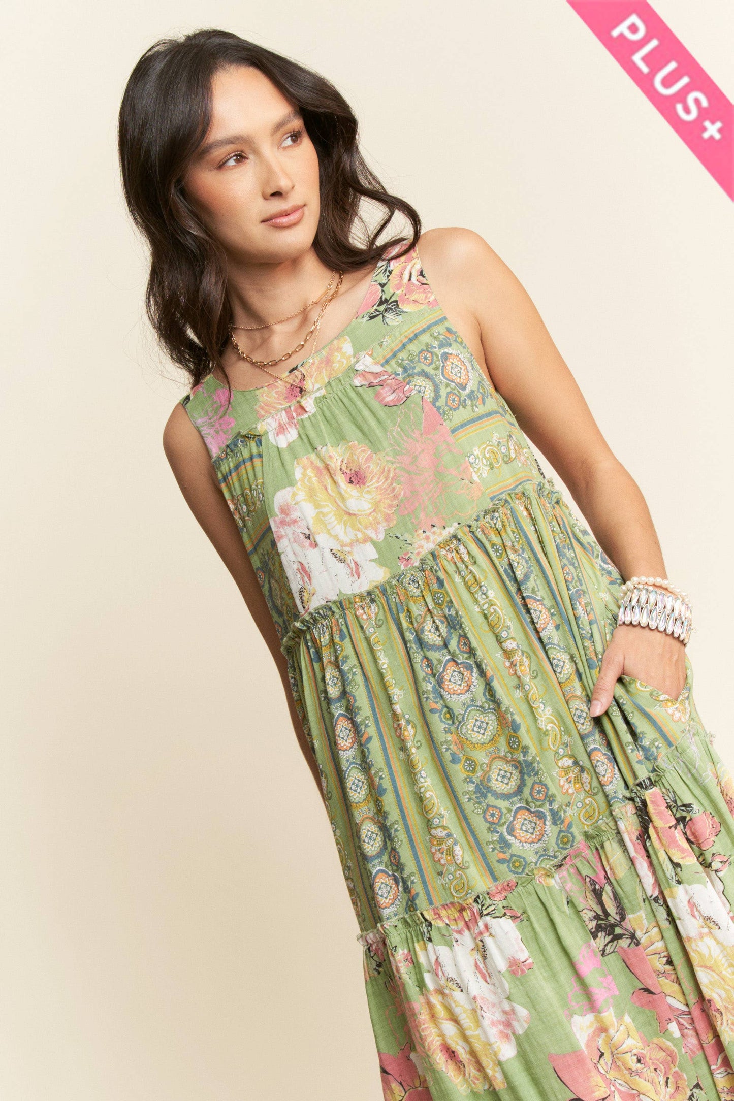 Floral Boho Stripe Mixed Dress