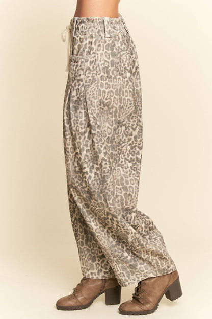 Animal Print Barrel Jeans