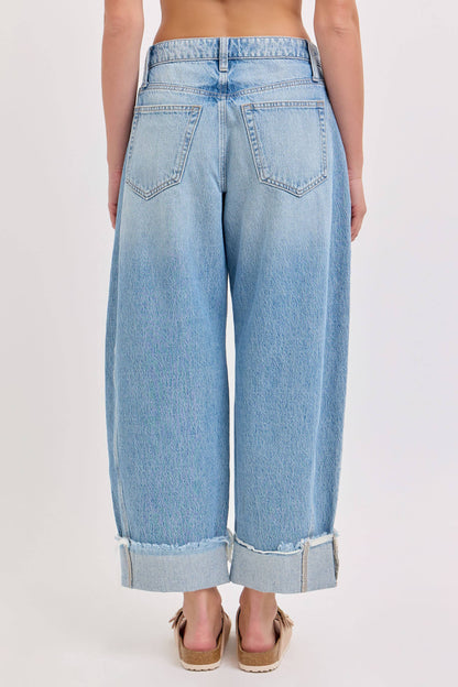Mid Waisted Barrel Jean ( with Cuff )