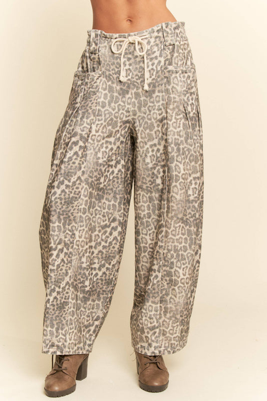 Animal Print Barrel Jeans