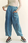 High Waist Tencel Denim Barrel Pants