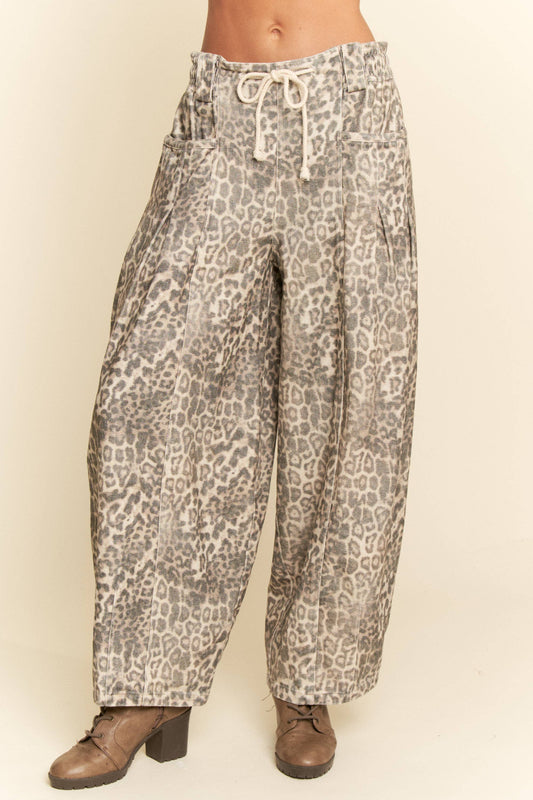 Animal Print Barrel Jeans