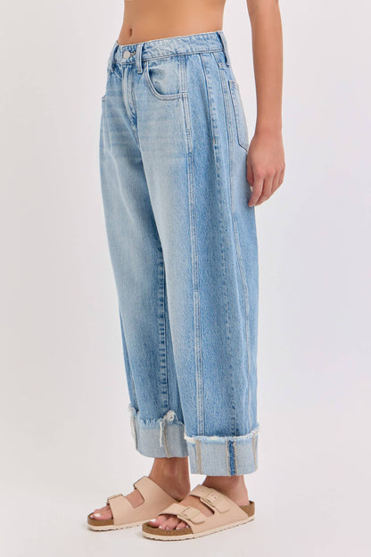 Mid Waisted Barrel Jean ( with Cuff )