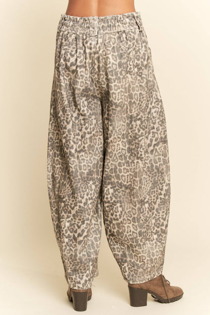 Animal Print Barrel Jeans