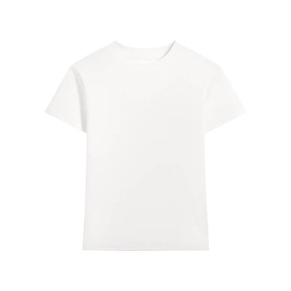 Essential basic plain fitted cotton blend crewneck tee