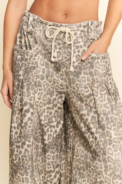 Animal Print Barrel Jeans