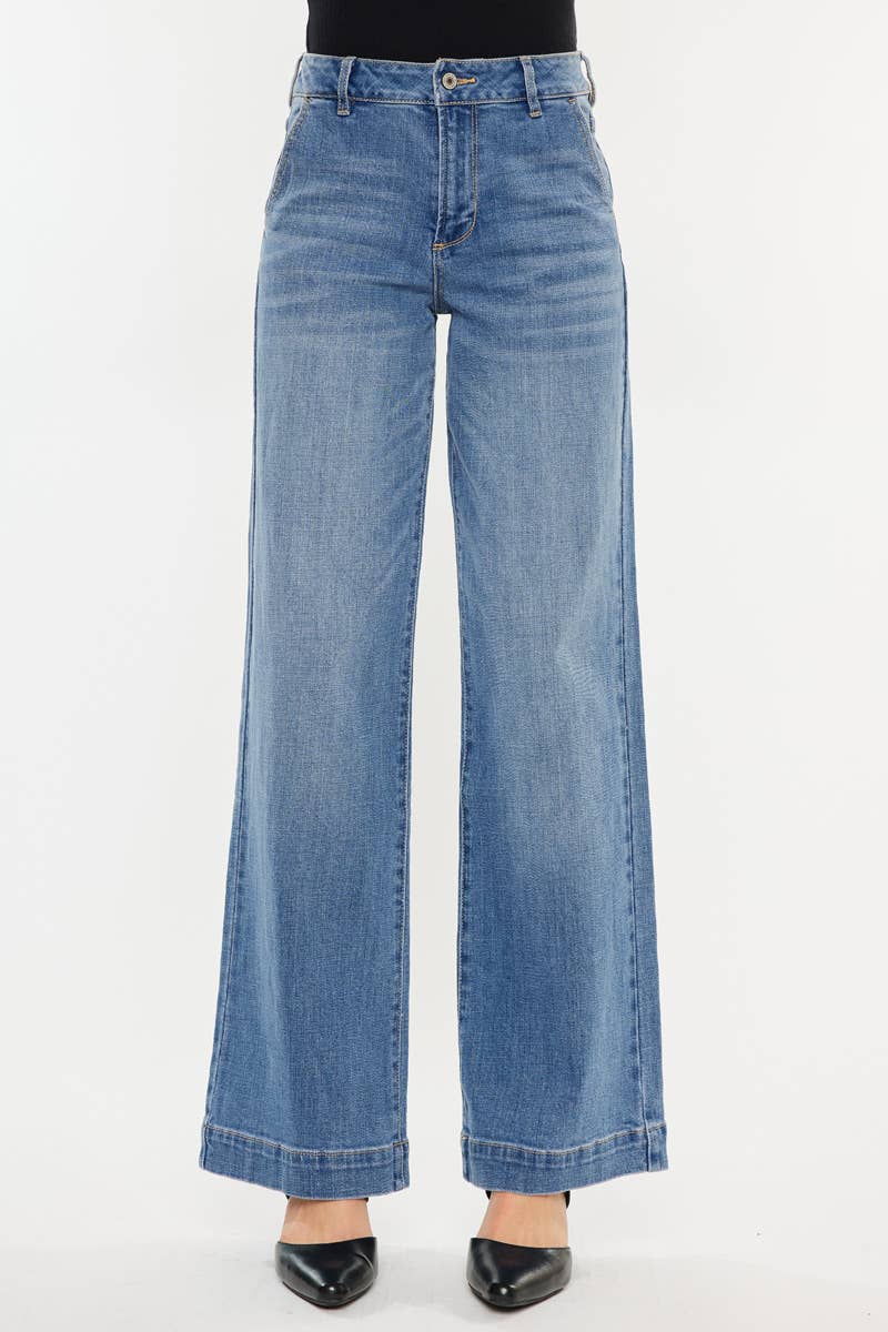 KANCAN High Rise Trouser Wide Leg Jeans WITH BELT