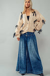 Wide Legged Pants with Button and Drawstring