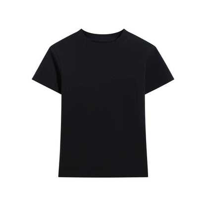 Essential basic plain fitted cotton blend crewneck tee