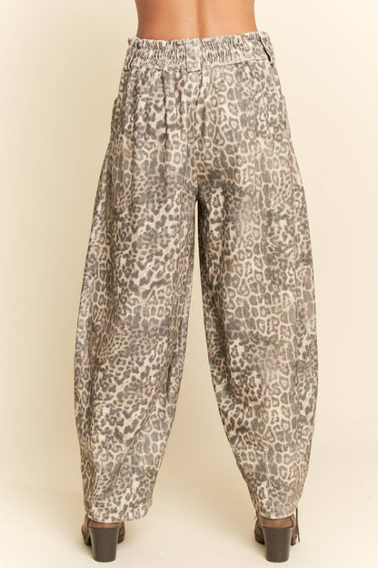 Animal Print Barrel Jeans