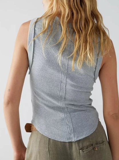 Sleeveless Ribbed Deconstructed Tank