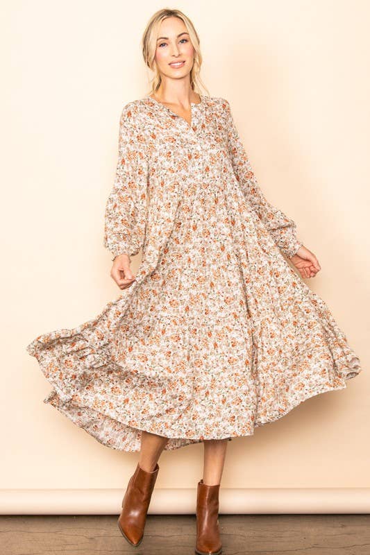 Button Down Tiered Flutter Maxi Dress