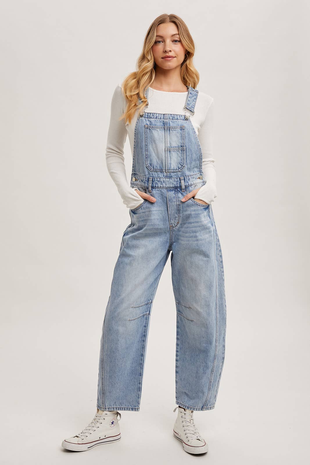 DENIM BARREL OVERALLS – HALFTEE Layering Fashions