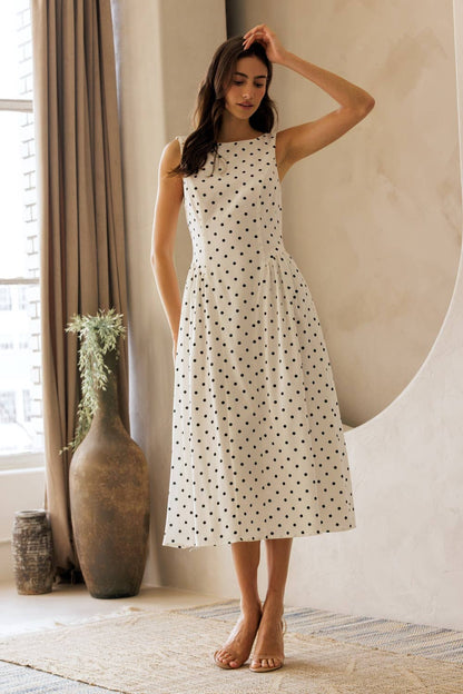 Polka Dot Fit and Flare - Midi Dress