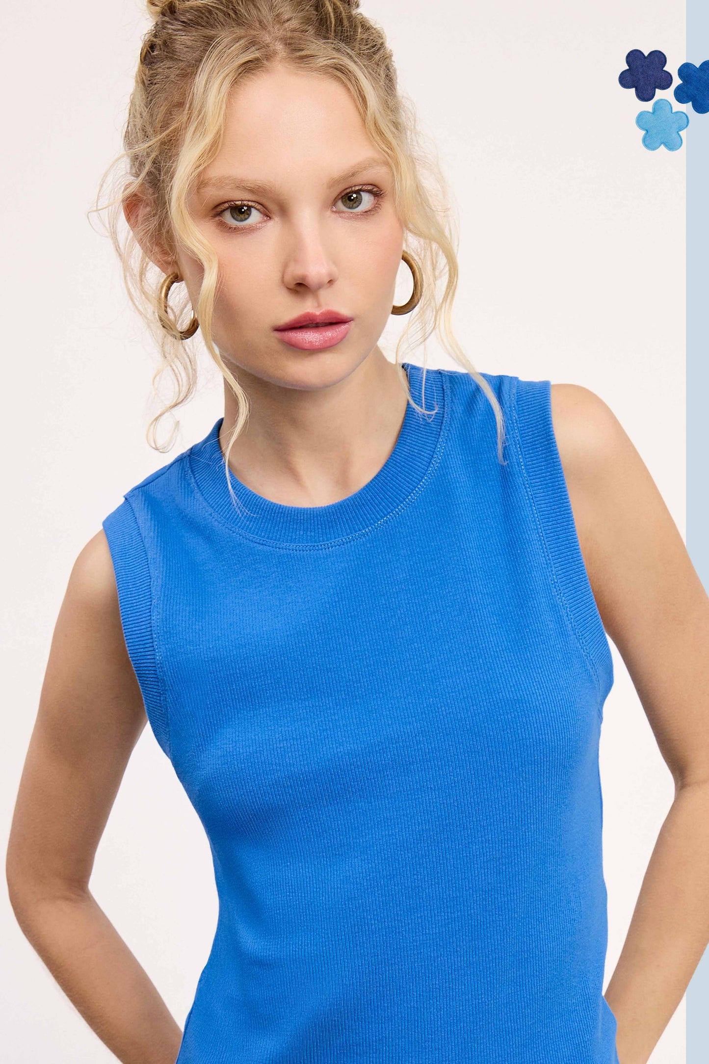 Ribbed Sleeveless Crew Neck Tank