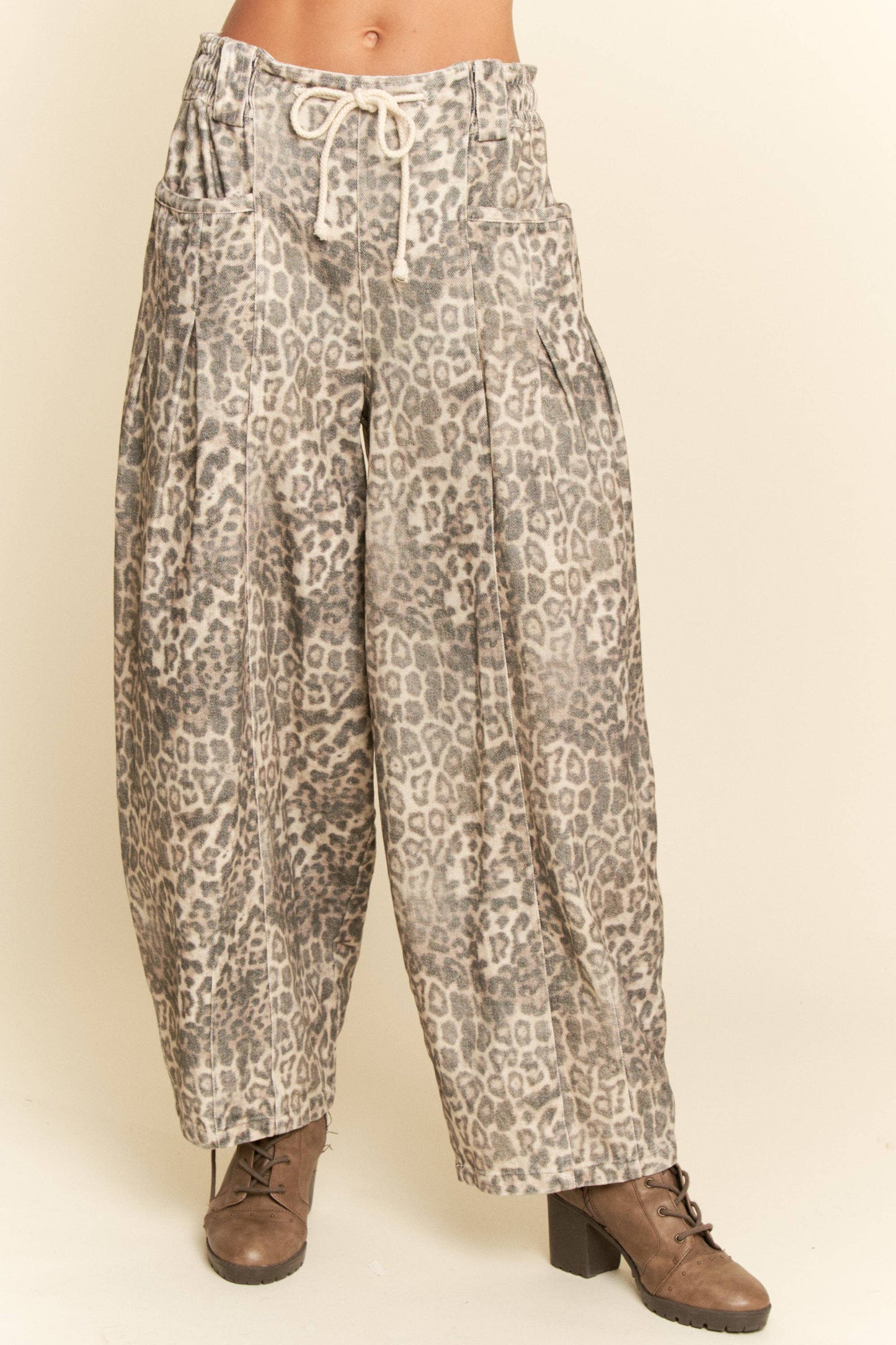 Animal Print Barrel Jeans