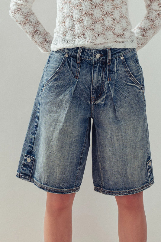 Wide Leg Denim Shorts