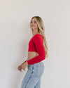 Classic Long Sleeve Halftee  red side view