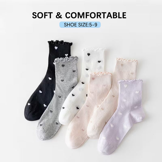 Ruffle Heart Socks - 3 Pack