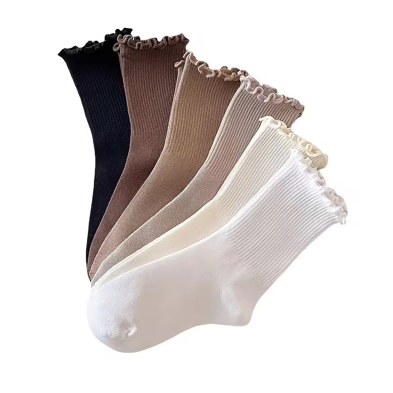 Neutral Ruffle Socks