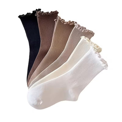 Neutral Ruffle Socks