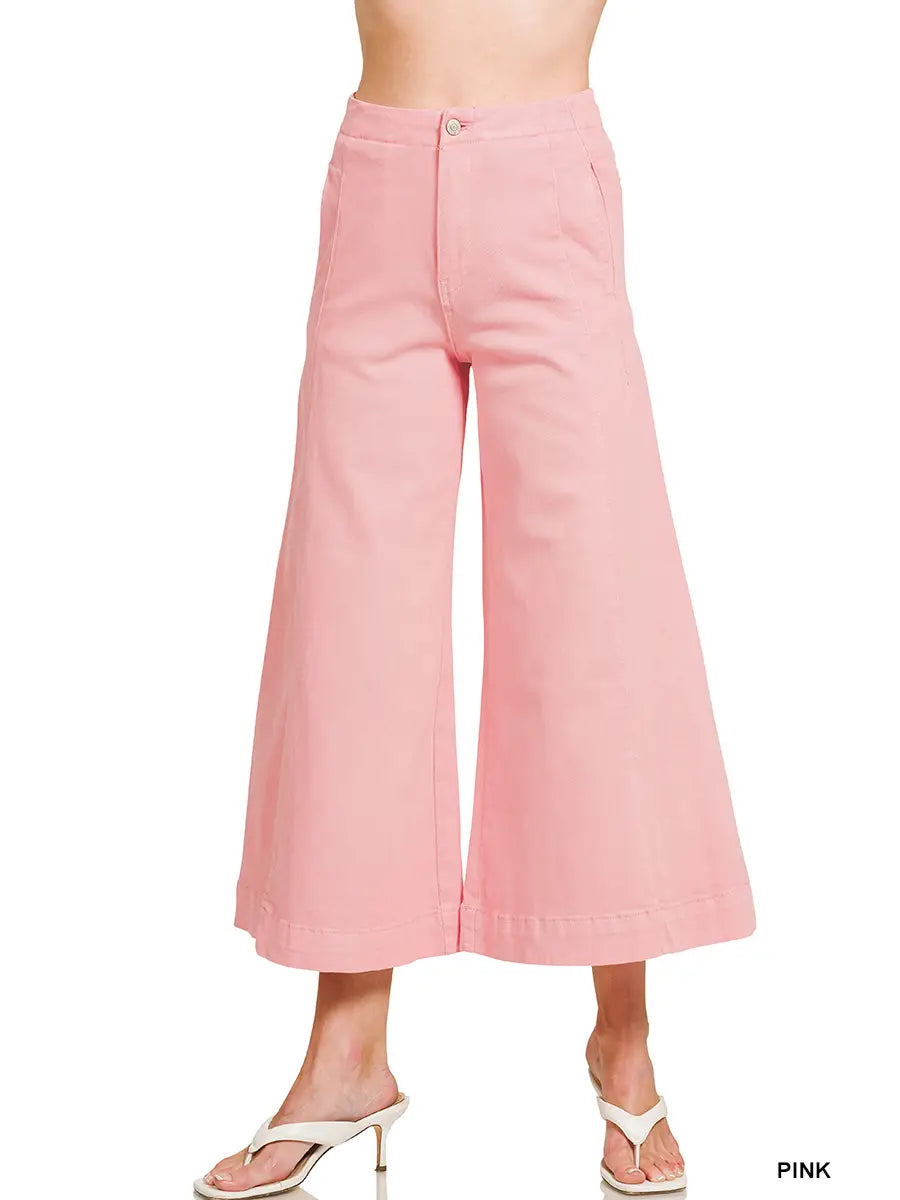 High Rise Cropped Flare Denim