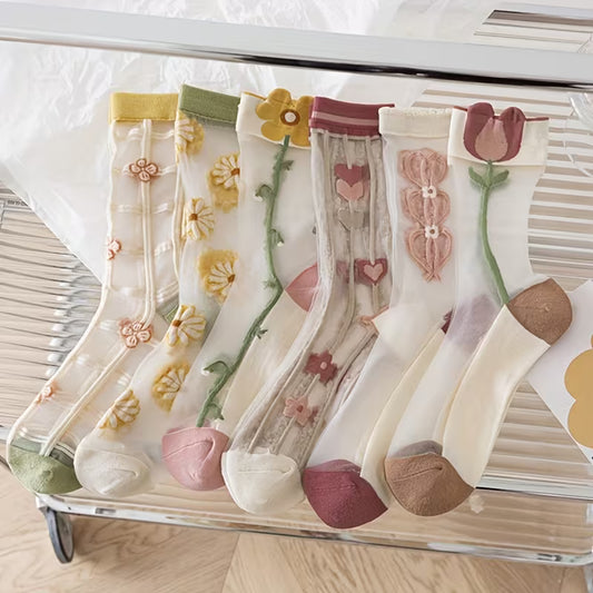 Sheer Floral Socks