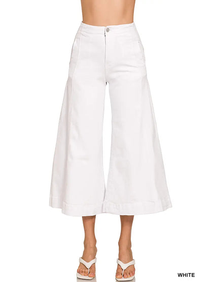 High Rise Cropped Flare Denim